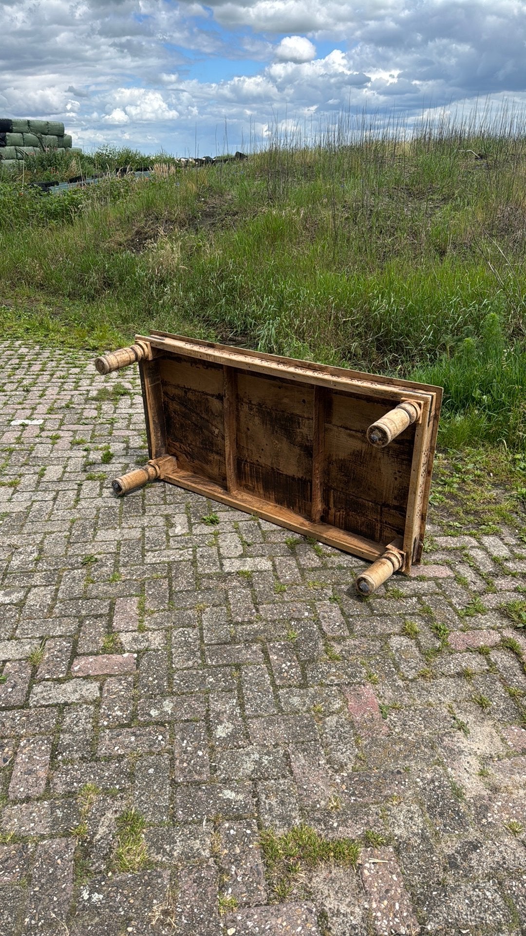 Antieke houten salontafel - Uniek en sfeervol, Ophalen, Gebruikt, 100 tot 150 cm, 50 tot 100 cm