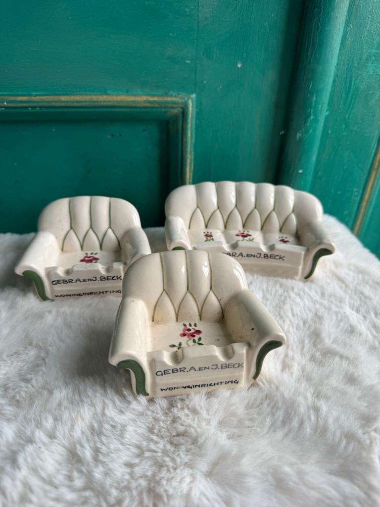 Vintage reclame asbakken set – Gebr. Beck Heemstede, Antiek en Kunst, Ophalen of Verzenden