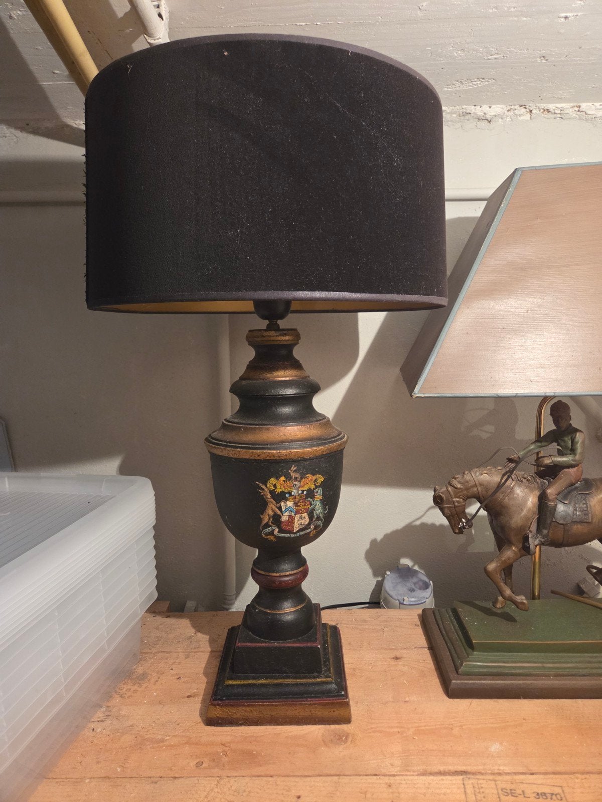 Ralph Lauren Stijl Lamp met Donkerblauw Fluweel Kap, Ophalen of Verzenden