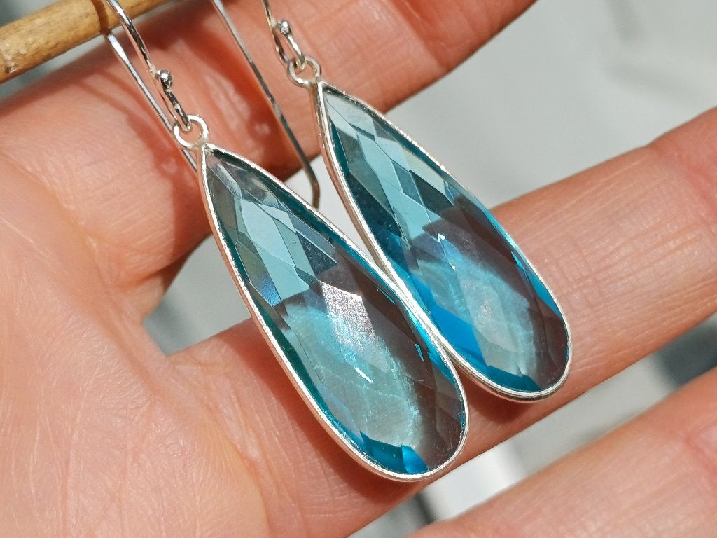 Vanoli 925 zilveren oorbellen met blauwe topaas, Daiva1973@hotmail.com, Hangers, Vanoli, Blauw