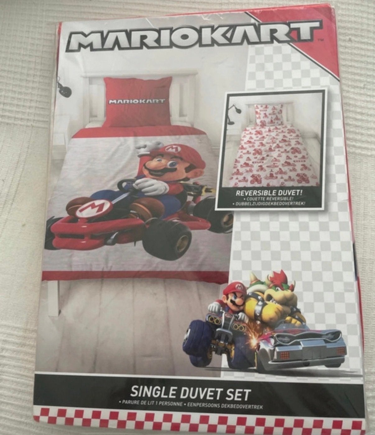 Mario Kart eenpersoons dekbedovertrek - Nieuw, Overige merken, Nieuw, Dubbelzijdig, Meerkleurig