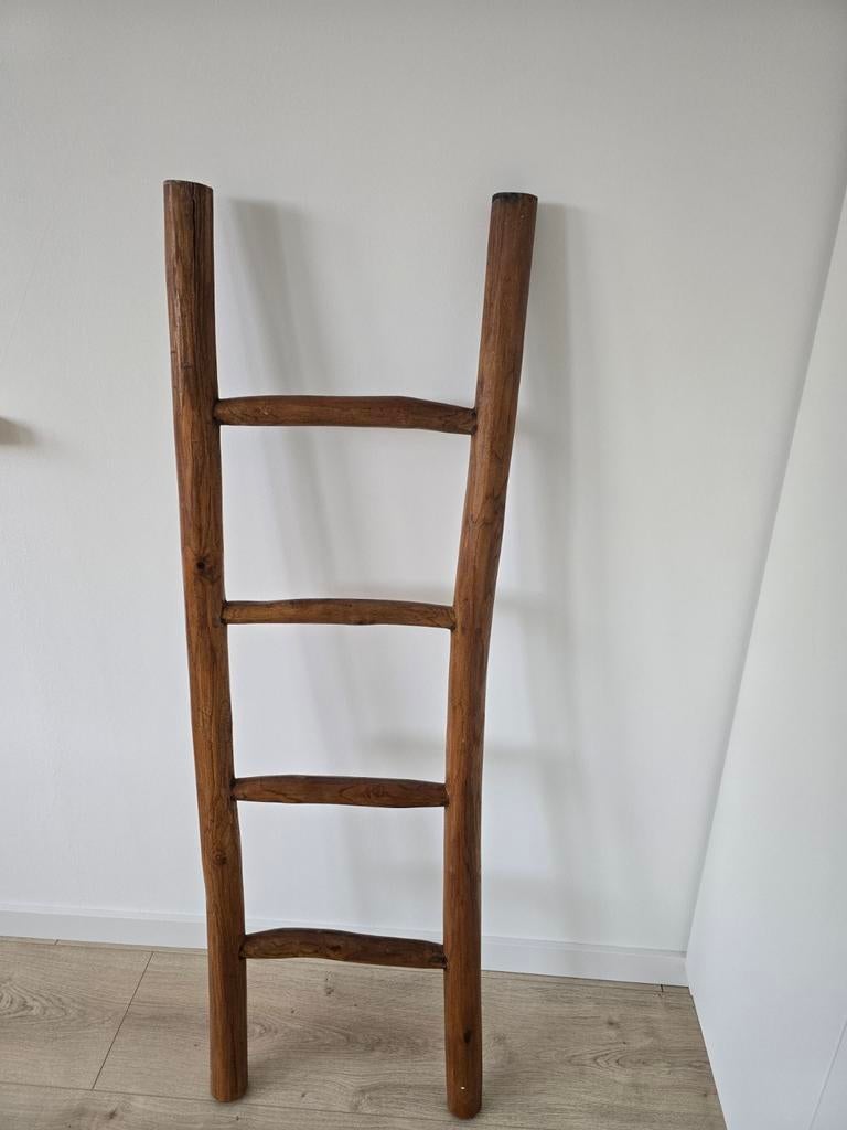 Decoratieve houten ladder, Ophalen of Verzenden, Gebruikt, Ladder, Minder dan 2 meter