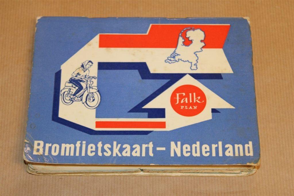 Falk Bromfietskaart van Nederland - Circa 1965, Gelezen, Ophalen of Verzenden, Landkaart, 1800 tot 2000