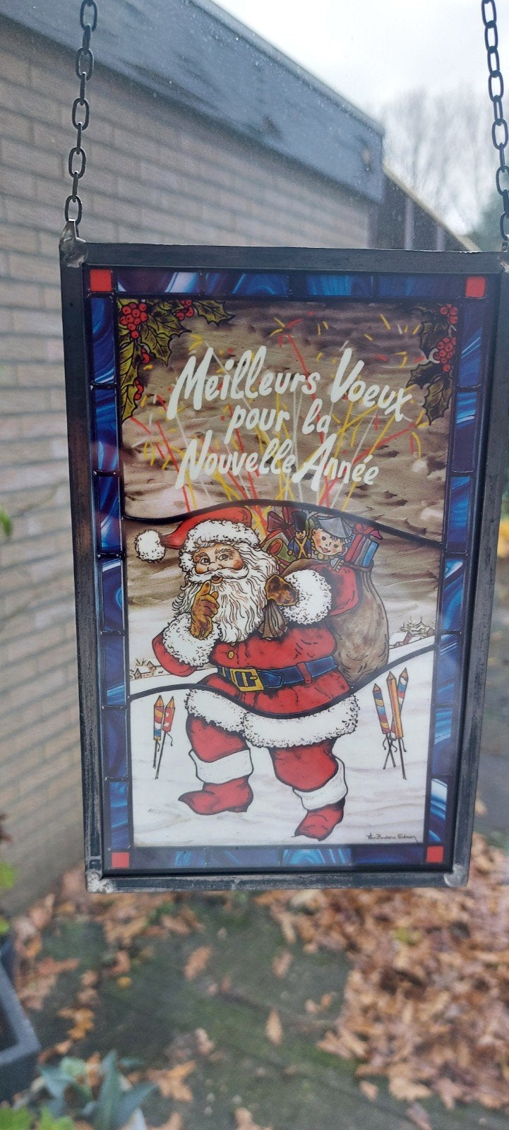 glas in lood raamhanger kerst kerstman Franse uitgave, Diversen, Ophalen of Verzenden, Zo goed als nieuw