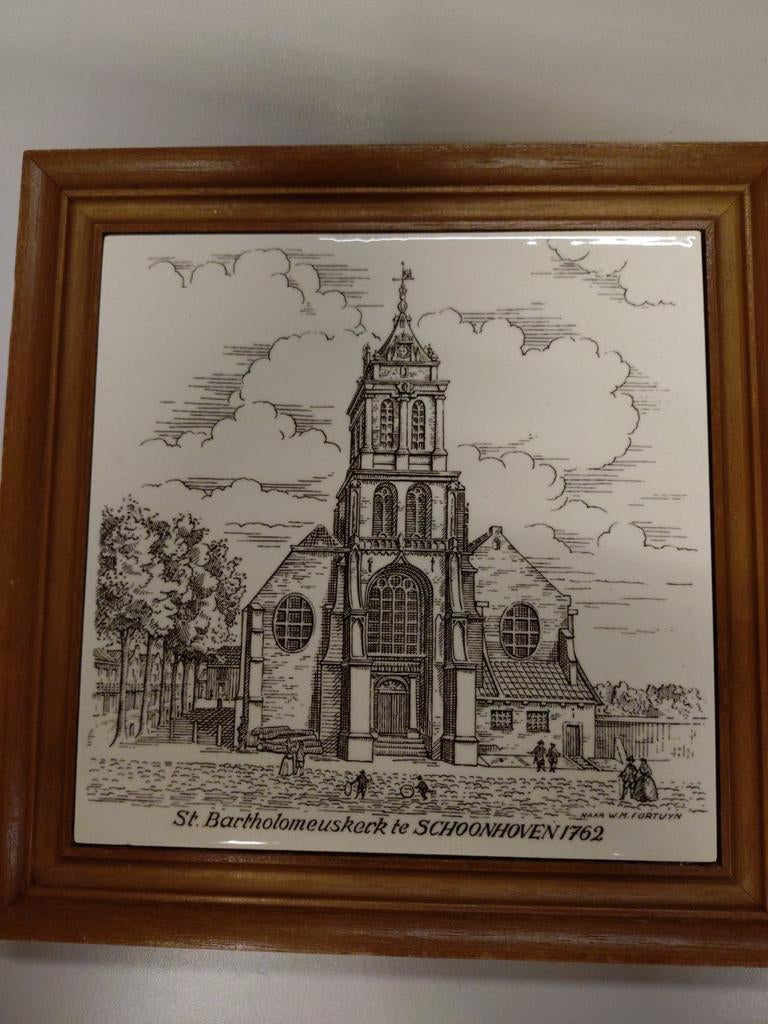 Tegeltableau St. Bartholomeuskerk Schoonhoven 1762, Ophalen of Verzenden