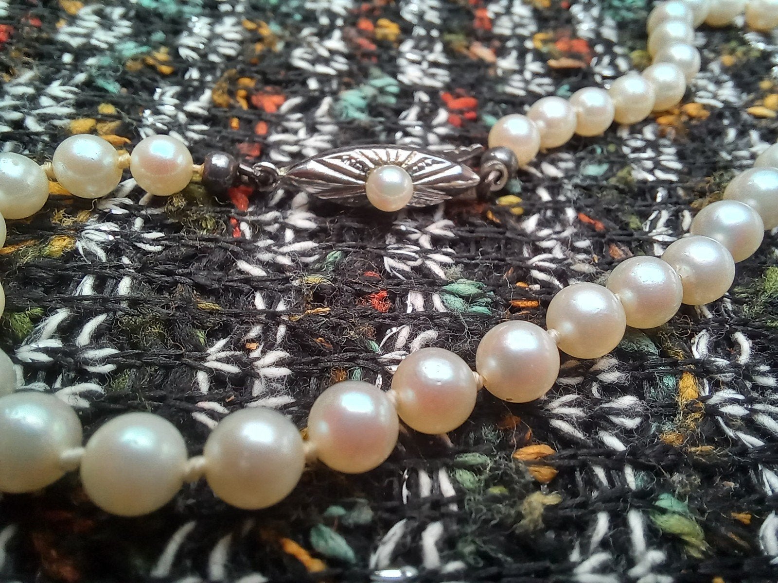 Vintage Parelketting van E. Meister Juwelier Zürich, Ophalen of Verzenden, Overige materialen, Ketting, Met edelsteen