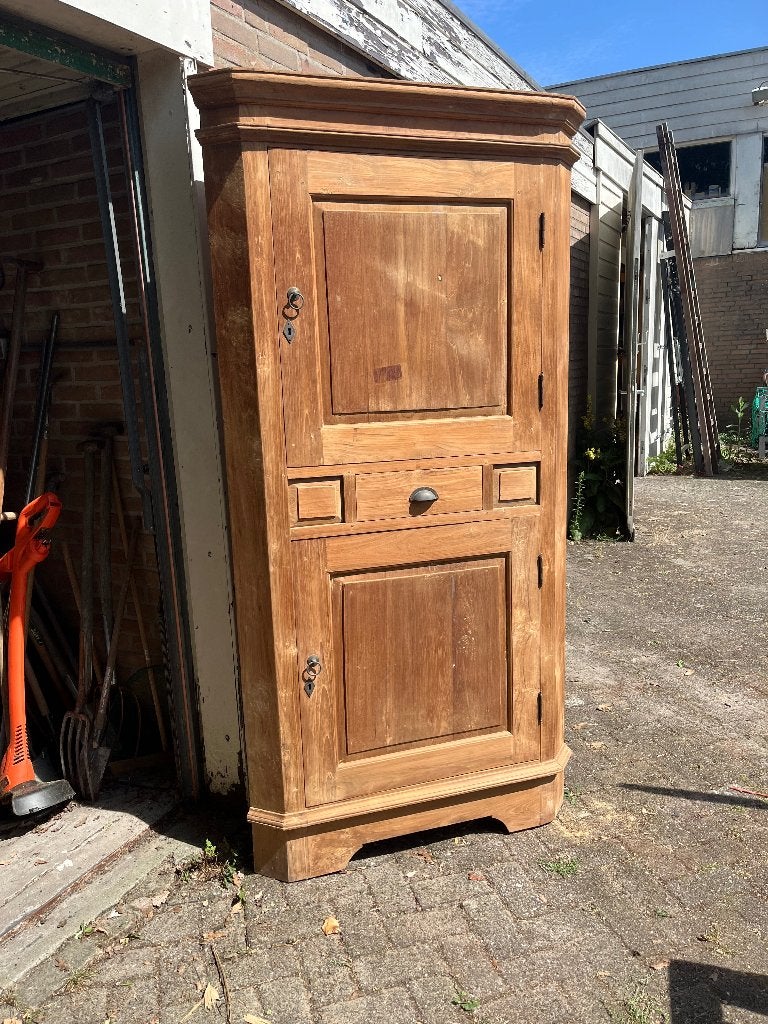Teak houten hoekkast, Ophalen, Gebruikt, Met deur(en), 200 cm of meer