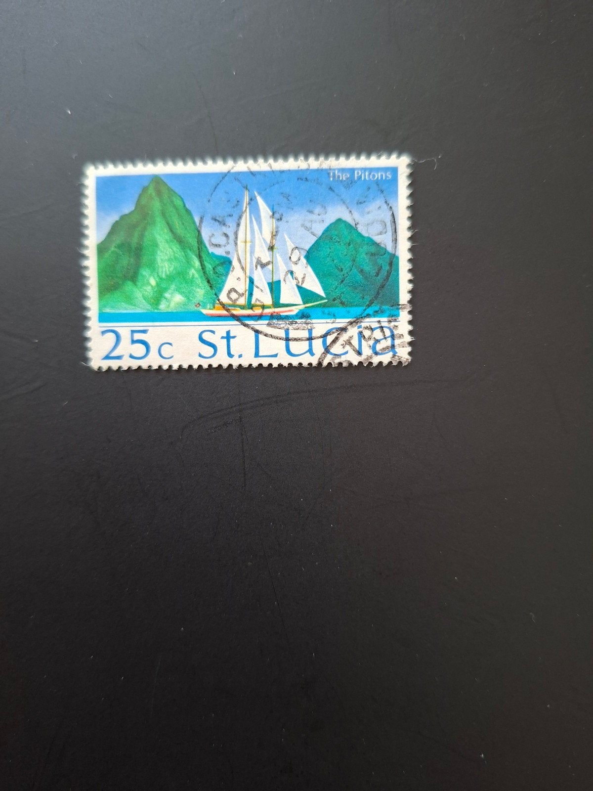 Zeilboot.  St. Lucia., Postzegels en Munten, Ophalen of Verzenden, Overige thema's