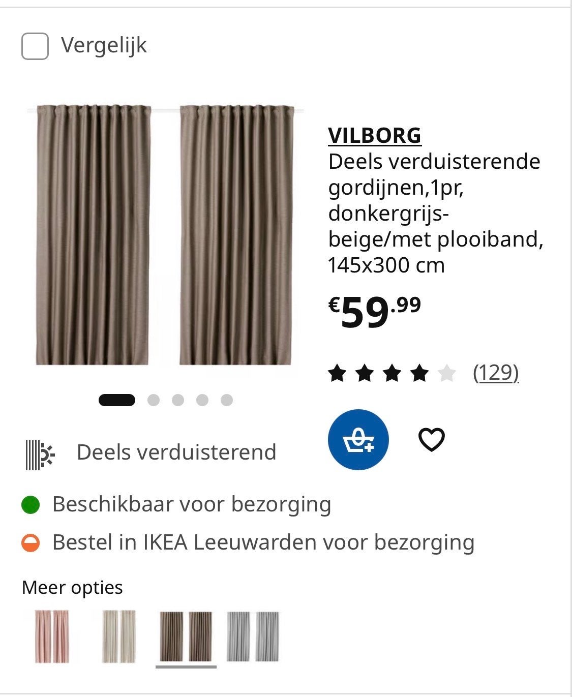 8x Vilborg gordijnen taupe, deels verduisterend, Plooiafwerking, Gebruikt, Bruin, Ophalen of Verzenden