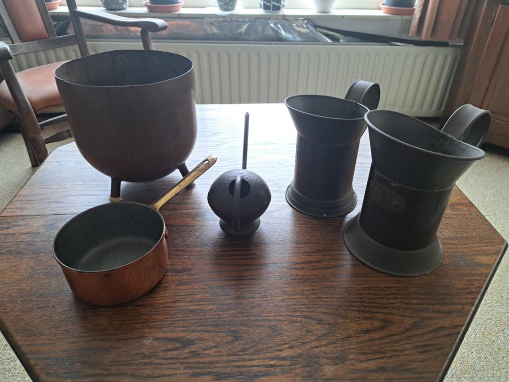 Oude gietijzeren en koperen keuken set - Boerenkeuken, Ophalen of Verzenden