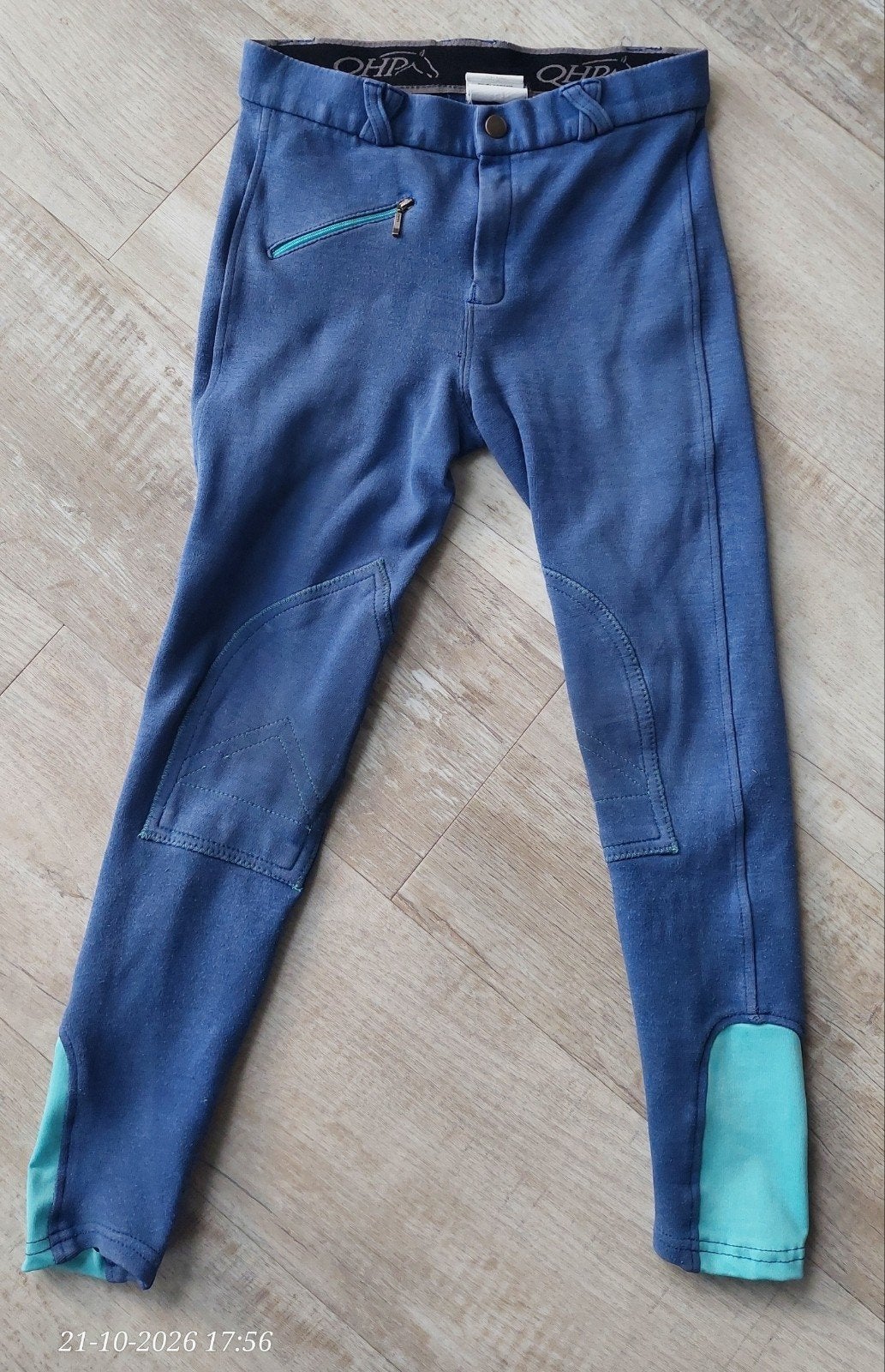 Paardrijbroek QHP maat 152, Dieren en Toebehoren, Ritssluiting, Blauw, Gebruikt, Kinderen
