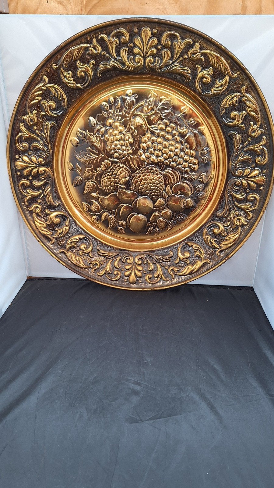 Decoratieve koperen wandplaat met fruitmotief, Ophalen of Verzenden