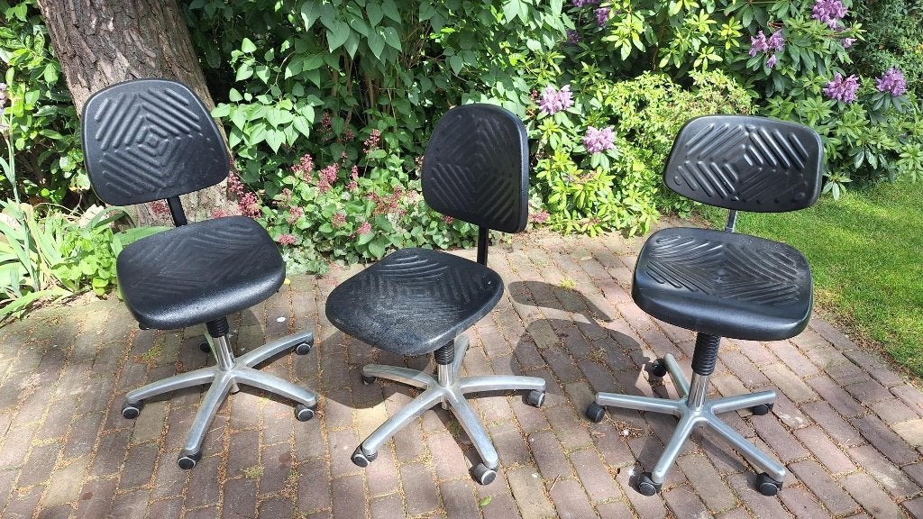 klassieke werkplaatsstoel, Ophalen, Gebruikt, Zwart, Bureaustoel