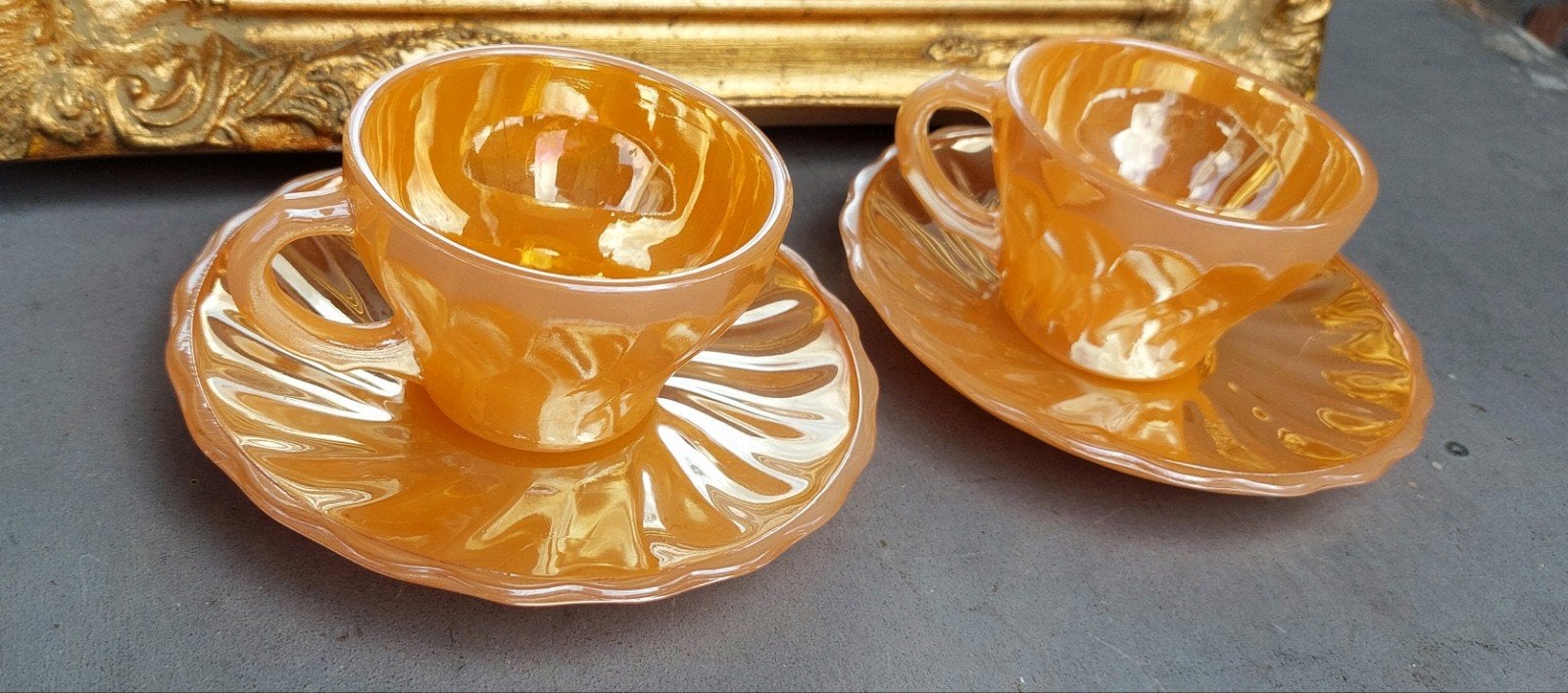 Vintage kop en schotel set, anchor hocking, Ophalen of Verzenden