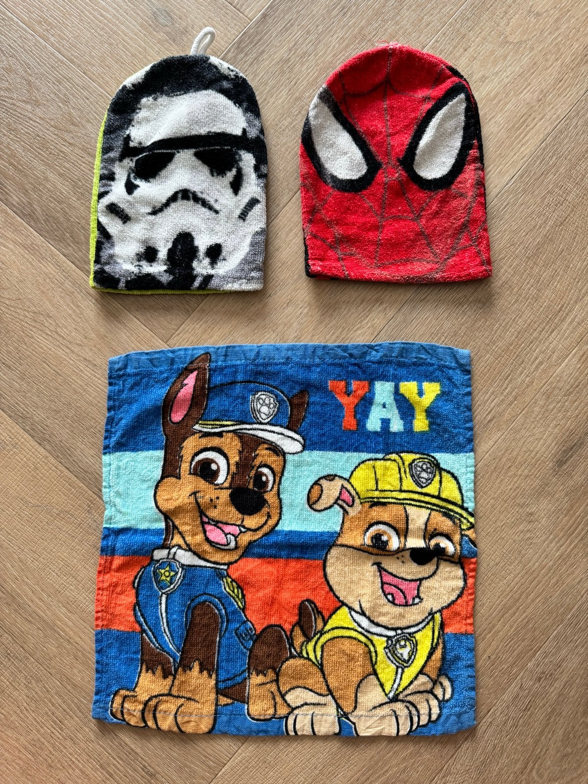 Washandjes Star Wars, Spiderman & Paw Patrol gastendoekje, Ophalen of Verzenden, Gebruikt