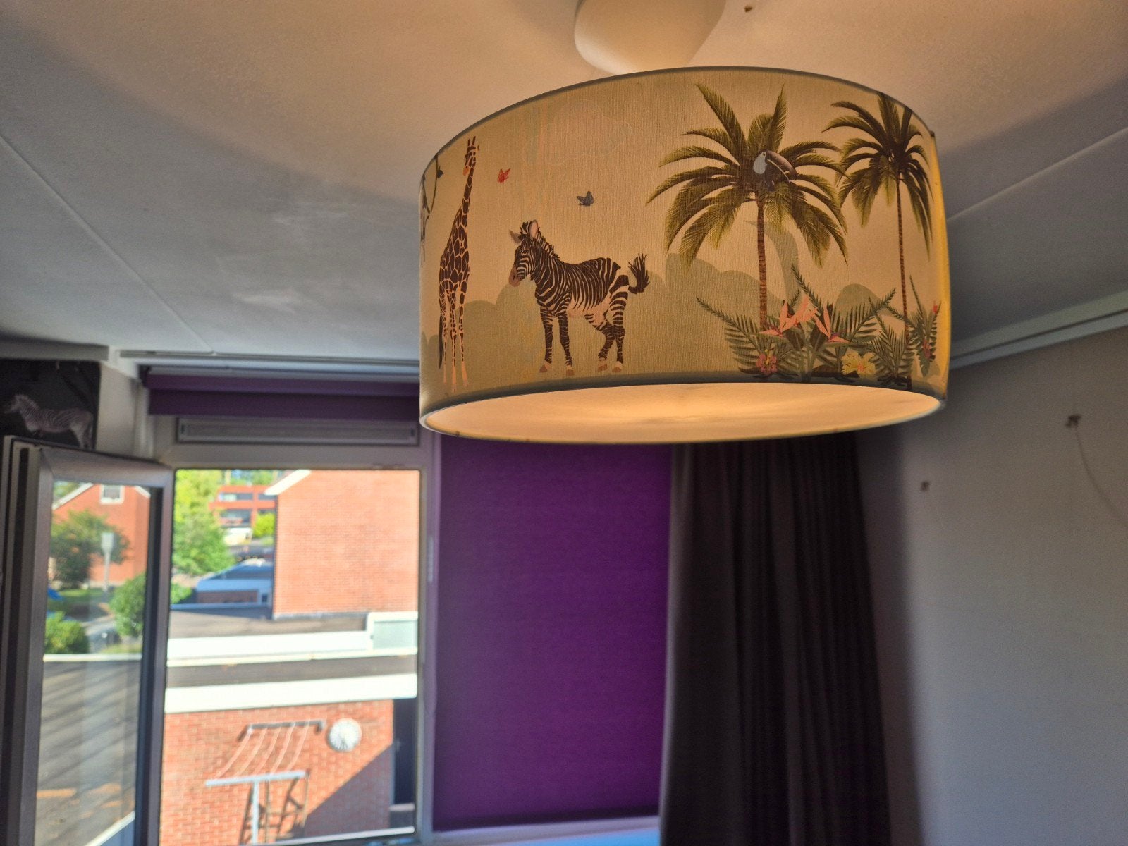 Plafondlamp met jungle/safari print voor kinderkamer, Ophalen, Overige materialen, Minder dan 50 cm, Jungle, Safari, Kinderkamer