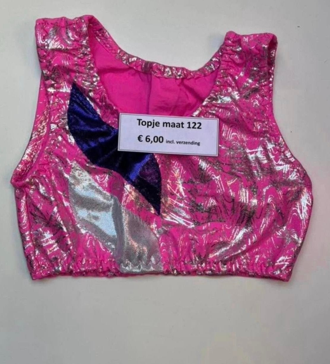 Roze glitter topje maat 122, Sport en Fitness, Turnen, Overige typen, Nieuw, Roze, Kindermaat 122 t/m 140