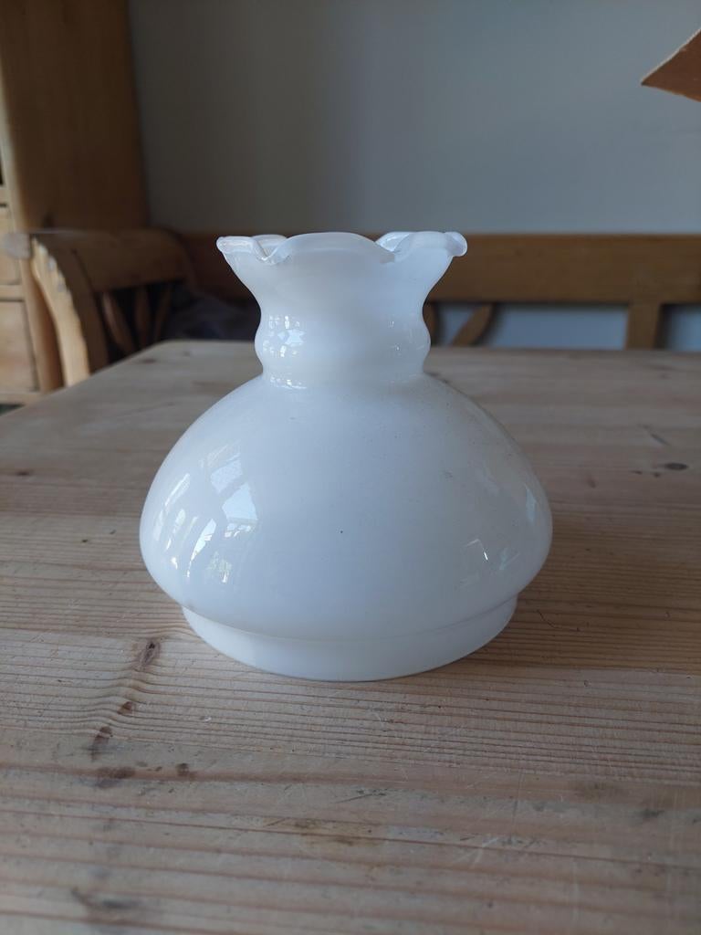 Witte glazen lampenkap - Ø12cm, H12cm, Ophalen, Gebruikt, Wit, Rond