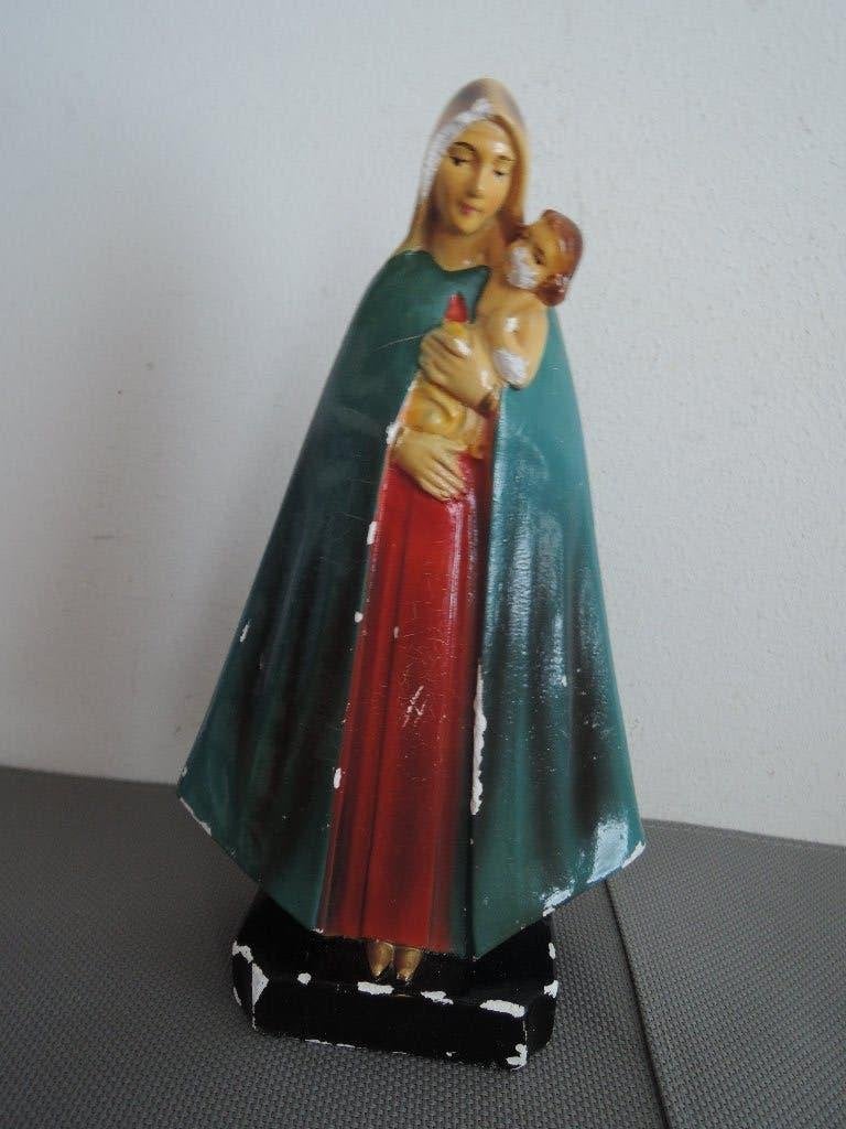 Brocante beeld van Maria met kind, Verzamelen, Ophalen of Verzenden, Zo goed als nieuw, Beeld(je), Christendom | Katholiek