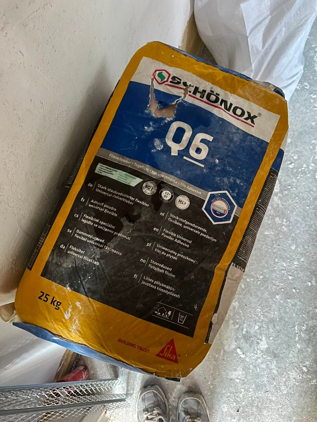 Schönox Q6 Tegellijm - 25 kg zakken (6 stuks), Ophalen, Overige materialen, Minder dan 20 cm, 10 m² of meer