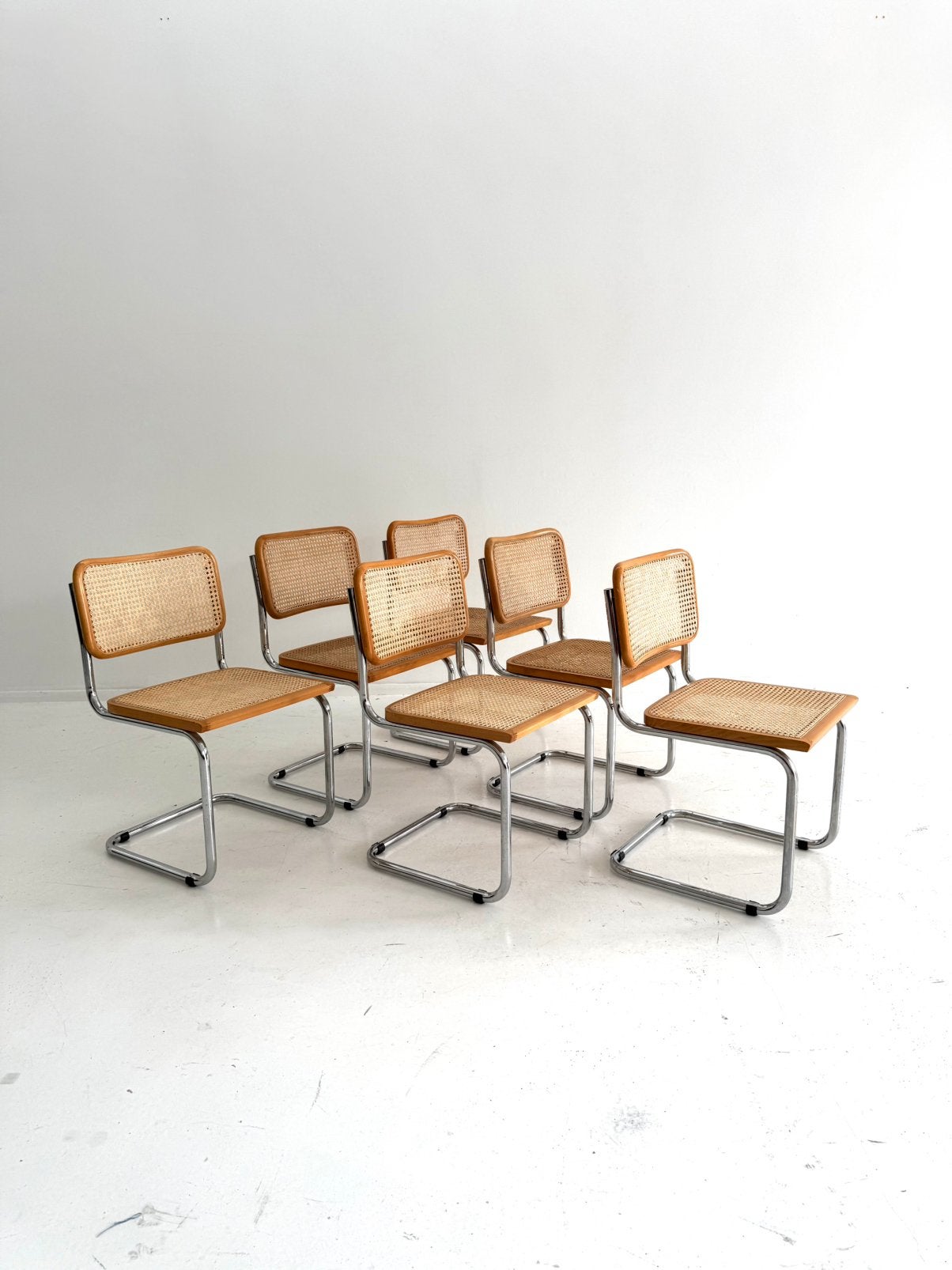 Set van 6 vintage Cesca eetkamerstoelen, Italië ‘80, Marcel Breuer, Gebruikt, Marcel Breuer, Vijf, Zes of meer stoelen