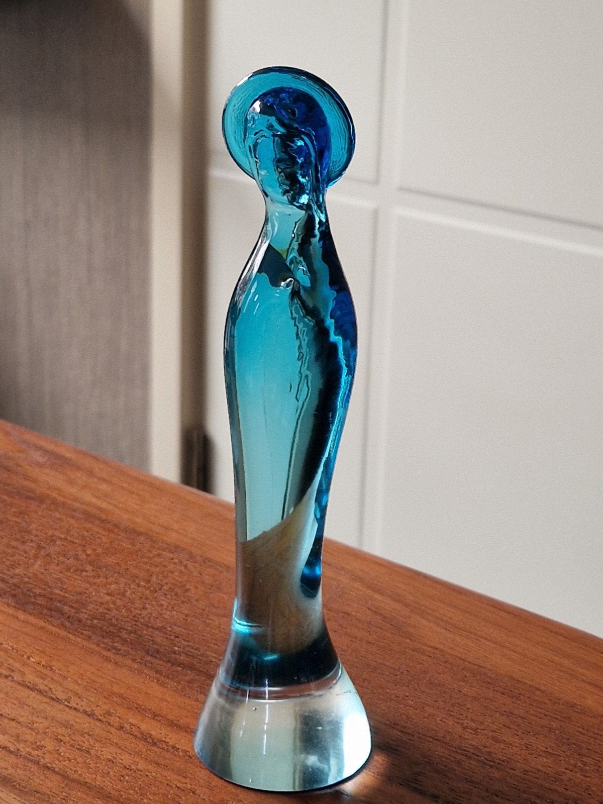 Schitterende Madonna van Murano Sommerso-glas (Flavio Poli), Glas, 18 cm, Ophalen of Verzenden, Blauw