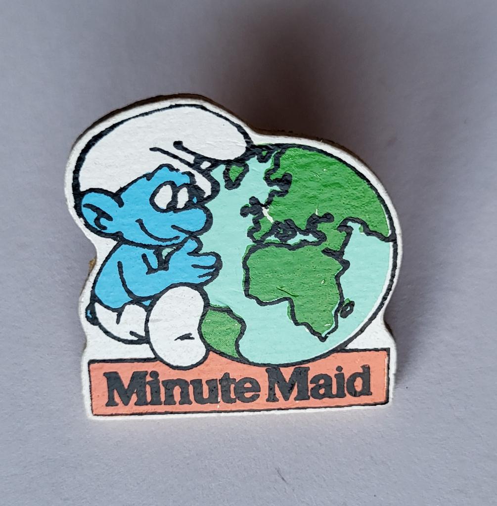 Minute Maid Smurfen Smurven pin Smurf Peyo, Gebruikt, Niet vindbaar, Niet vindbaar, Speldje of Pin