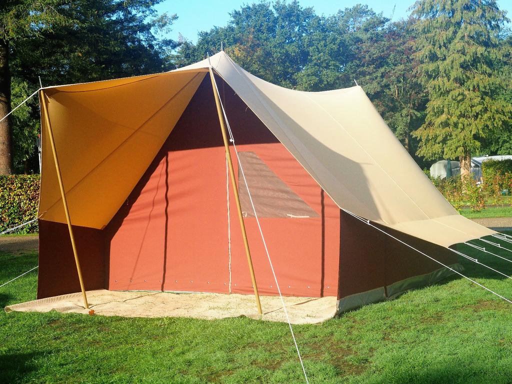 Prachtige Abrigo tent in beige/bordeauxrood, Ophalen, Zo goed als nieuw