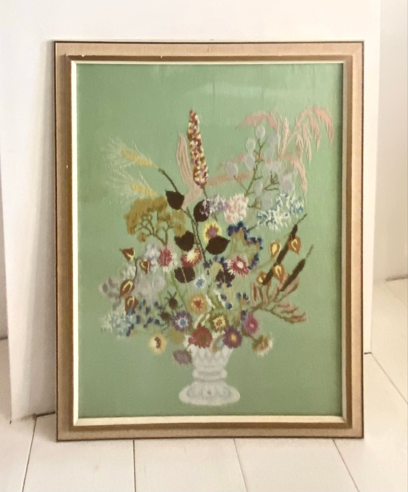 Bloemen schilderij (geborduurd), Ophalen, 50 – 75, Gebruikt, Schilderij