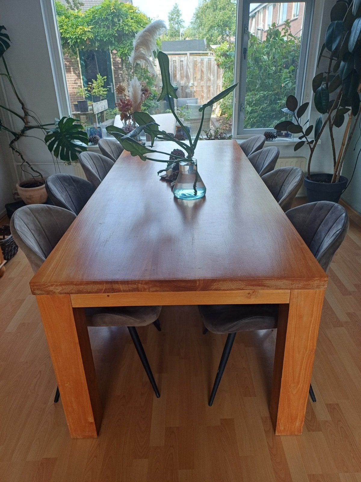Massief Houten Eethoek | Grote Eettafel + 9 MXSOFA Stoelen, Huis en Inrichting, Stoelen, Ophalen, Modern, Klassiek, Gebruikt, Stof