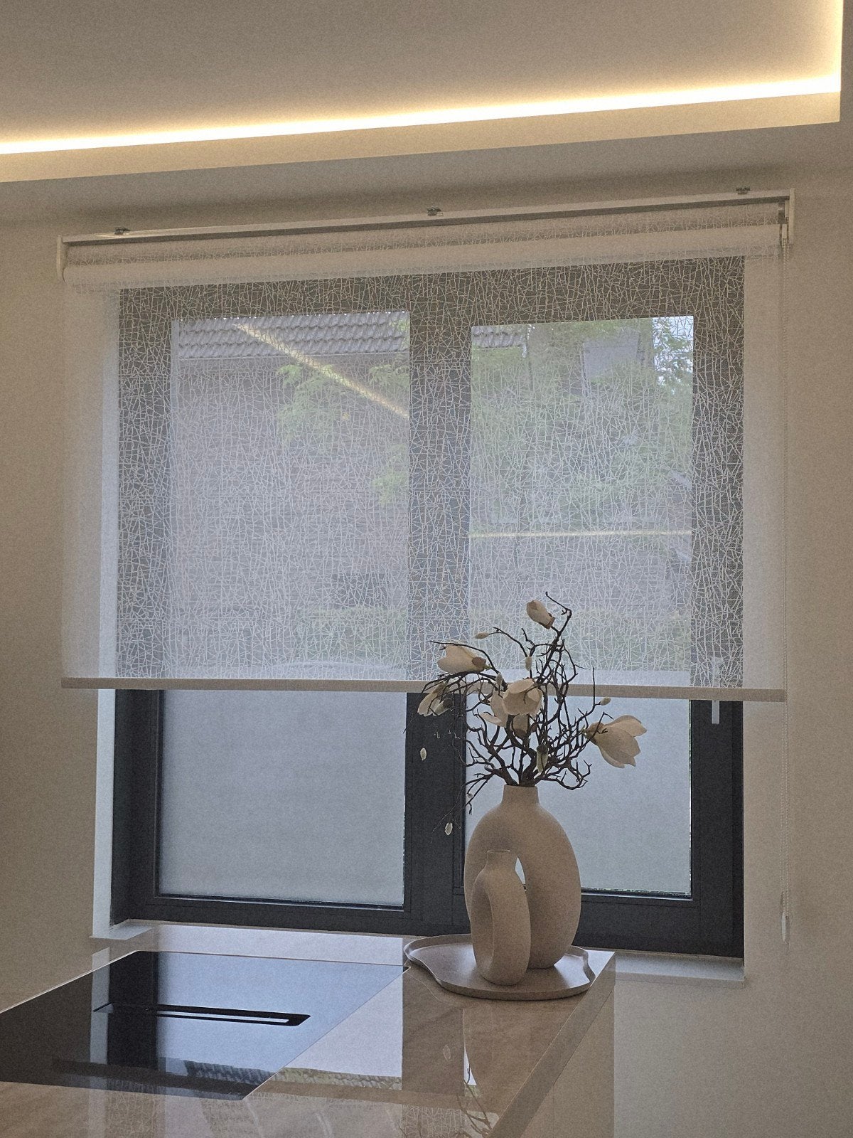 Mooi dubbel rolgordijnen  lichtdoorlatend 175x150cm, Ophalen, 175 cm, Rolgordijn, Beige