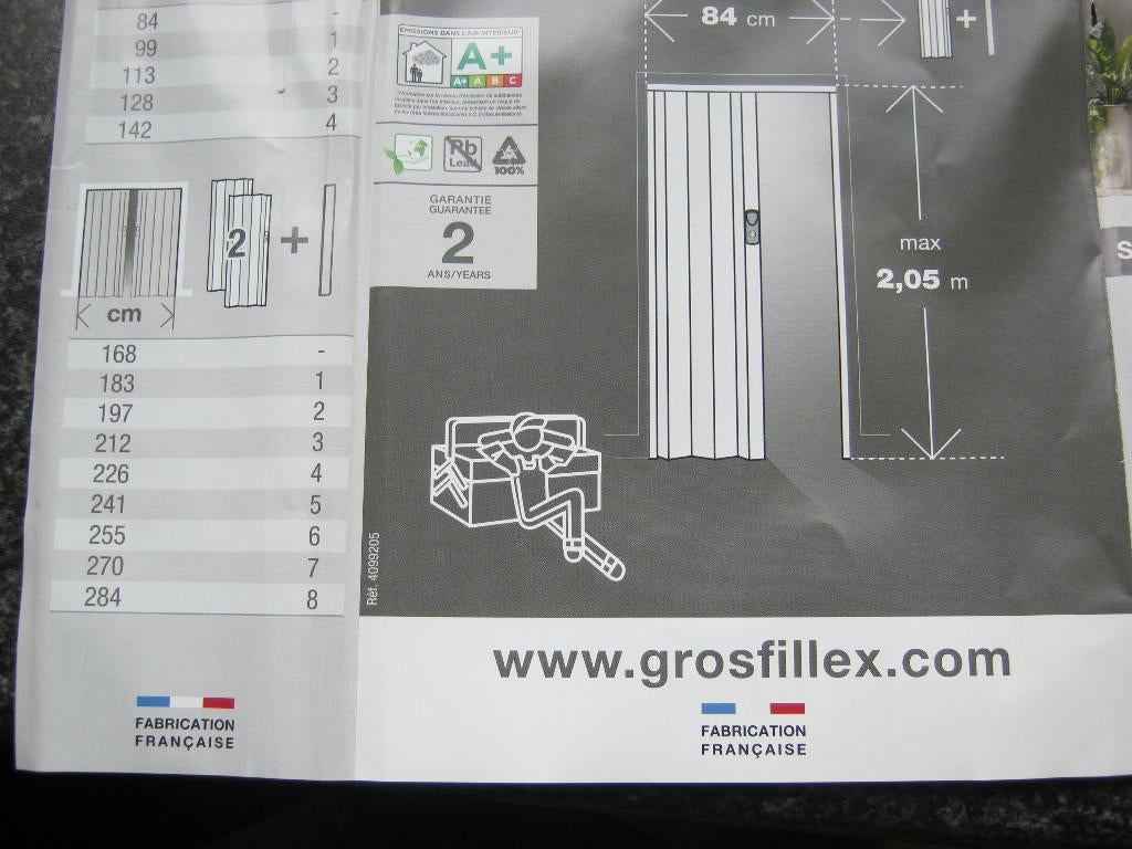 vouw deur, Kunststof, 80 tot 100 cm, Binnendeur, Nieuw