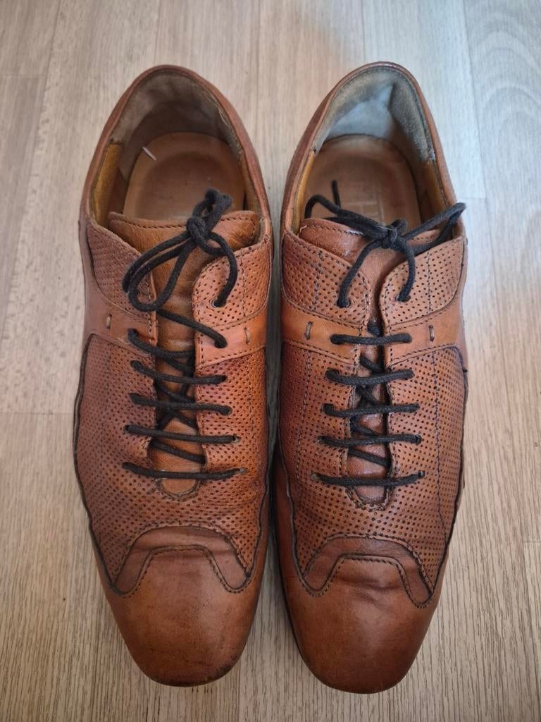 Italiaanse bruine leren veterschoenen - Vero Cuoio - maat 41, Ophalen of Verzenden, Gedragen, Veterschoenen, Onbekend