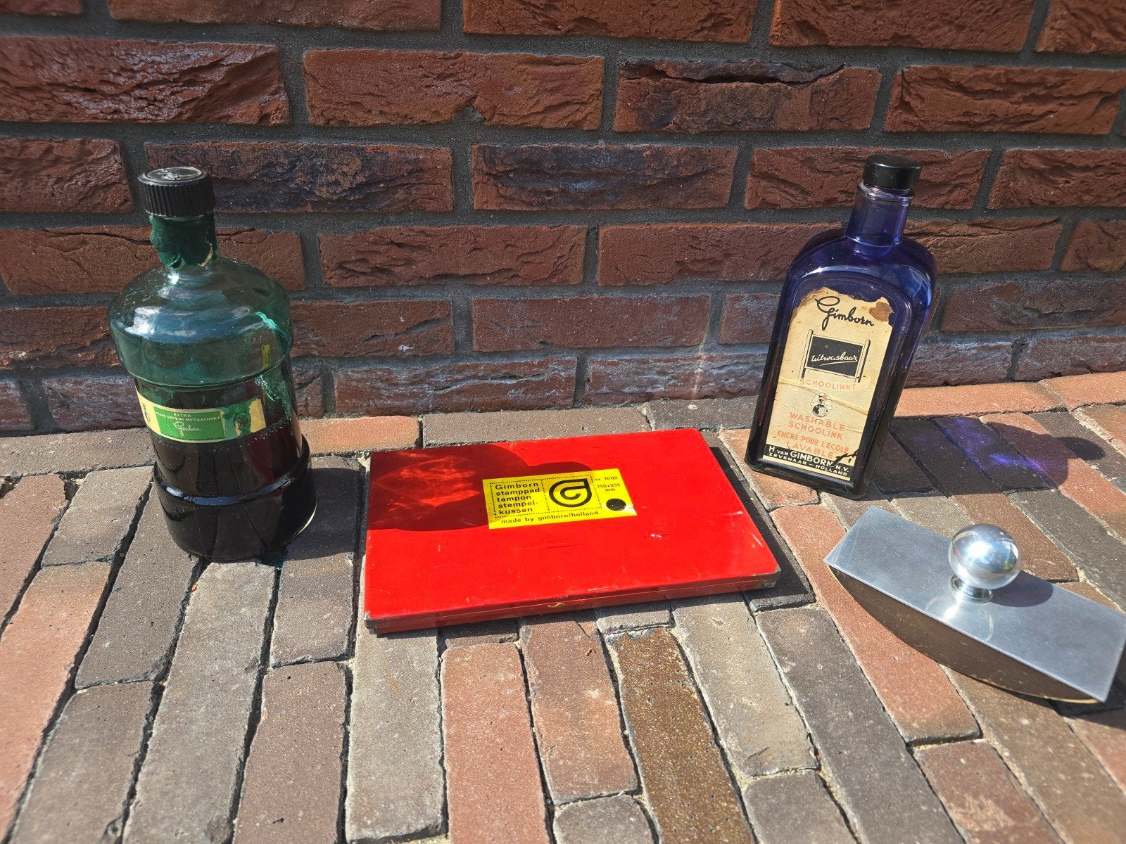 2x antieke Gimborn Grote Liter flessen inkt €69, Ophalen of Verzenden