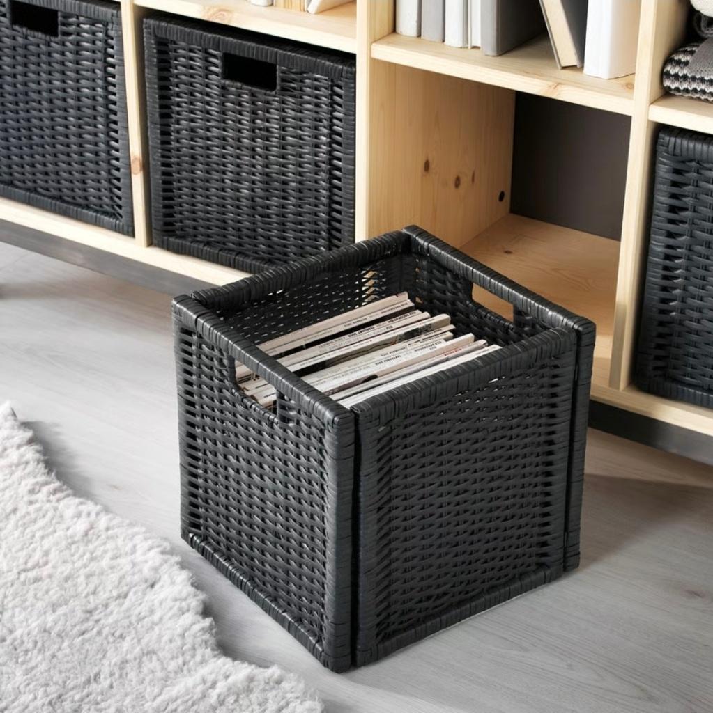 6x rieten rotan Branas manden bakken wit bruin grijs Ikea, Ophalen, Mand, Vierkant, Zo goed als nieuw