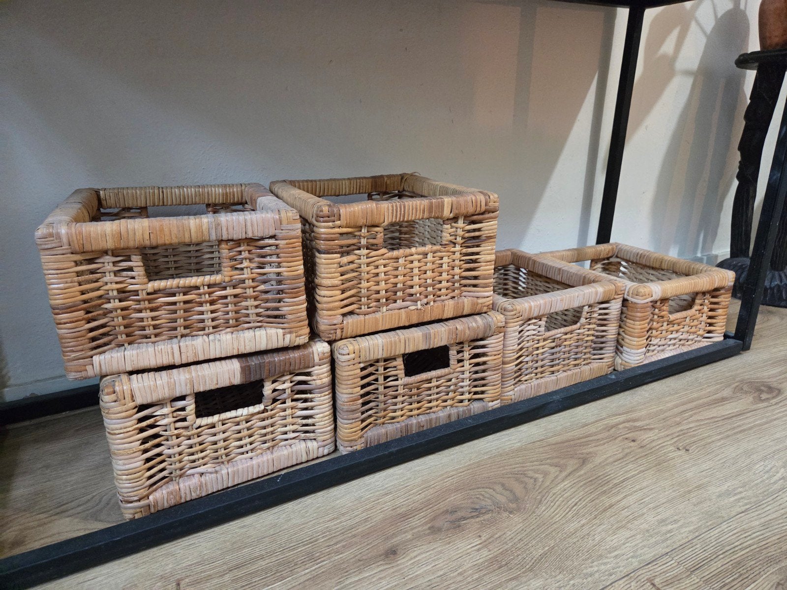 Rieten opberg mandjes 6 stuks, 25CM bij 22CM. 15CM hoog, Huis en Inrichting, Woonaccessoires | Kisten, Ophalen, Minder dan 50 cm