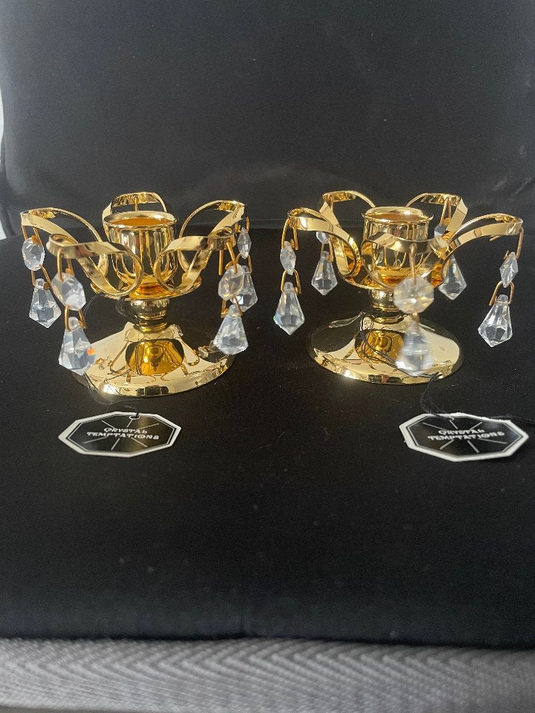 Swarovski: 24 K gold plated candlestick met Swarovski, Ophalen of Verzenden, Zo goed als nieuw, Figuurtje