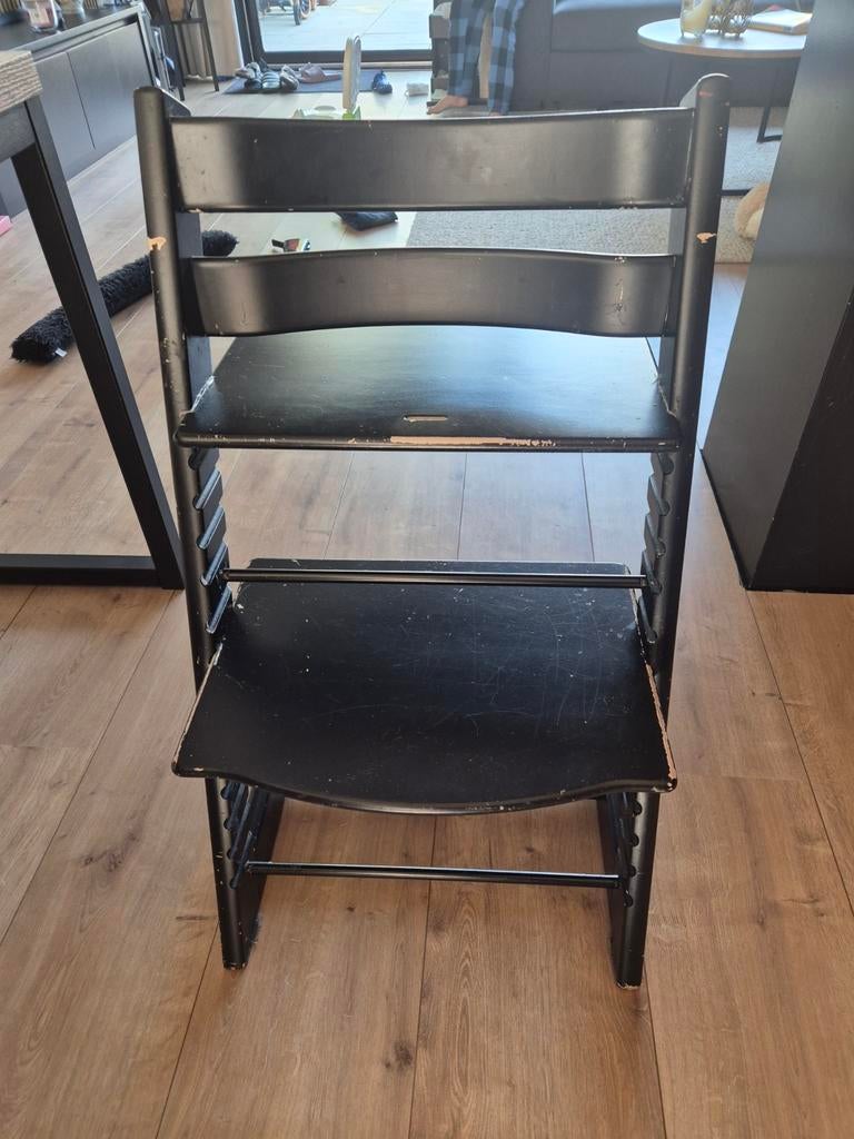 Stokke Tripp Trapp  met baby set - Zwart (opknapper), Ophalen of Verzenden, Gebruikt, Meegroeistoel, Gordel(s)