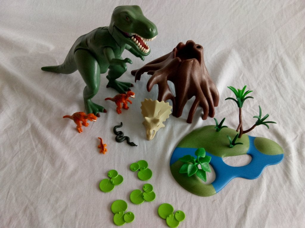 Playmobil set 4171 set 2 T-rex met velociraptors, Ophalen of Verzenden, Gebruikt, Complete set