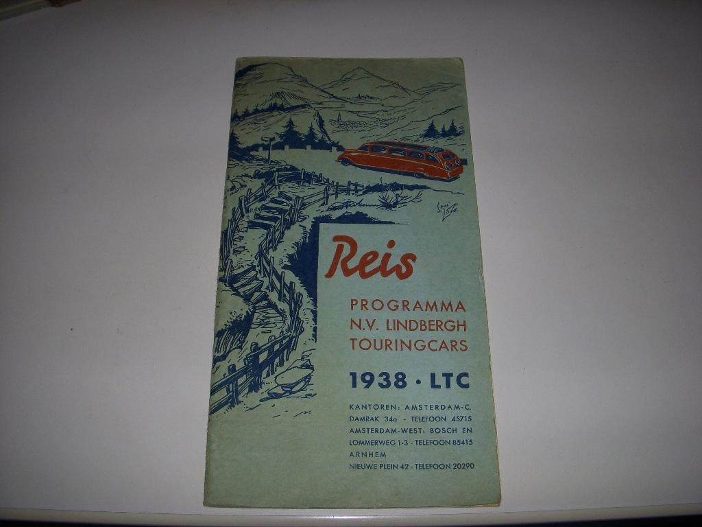 Oude reisgids, programma N.V Lindbergh Touringcars 1938, Europa, Ophalen of Verzenden, Lindbergh Tours, Reisgids of -boek