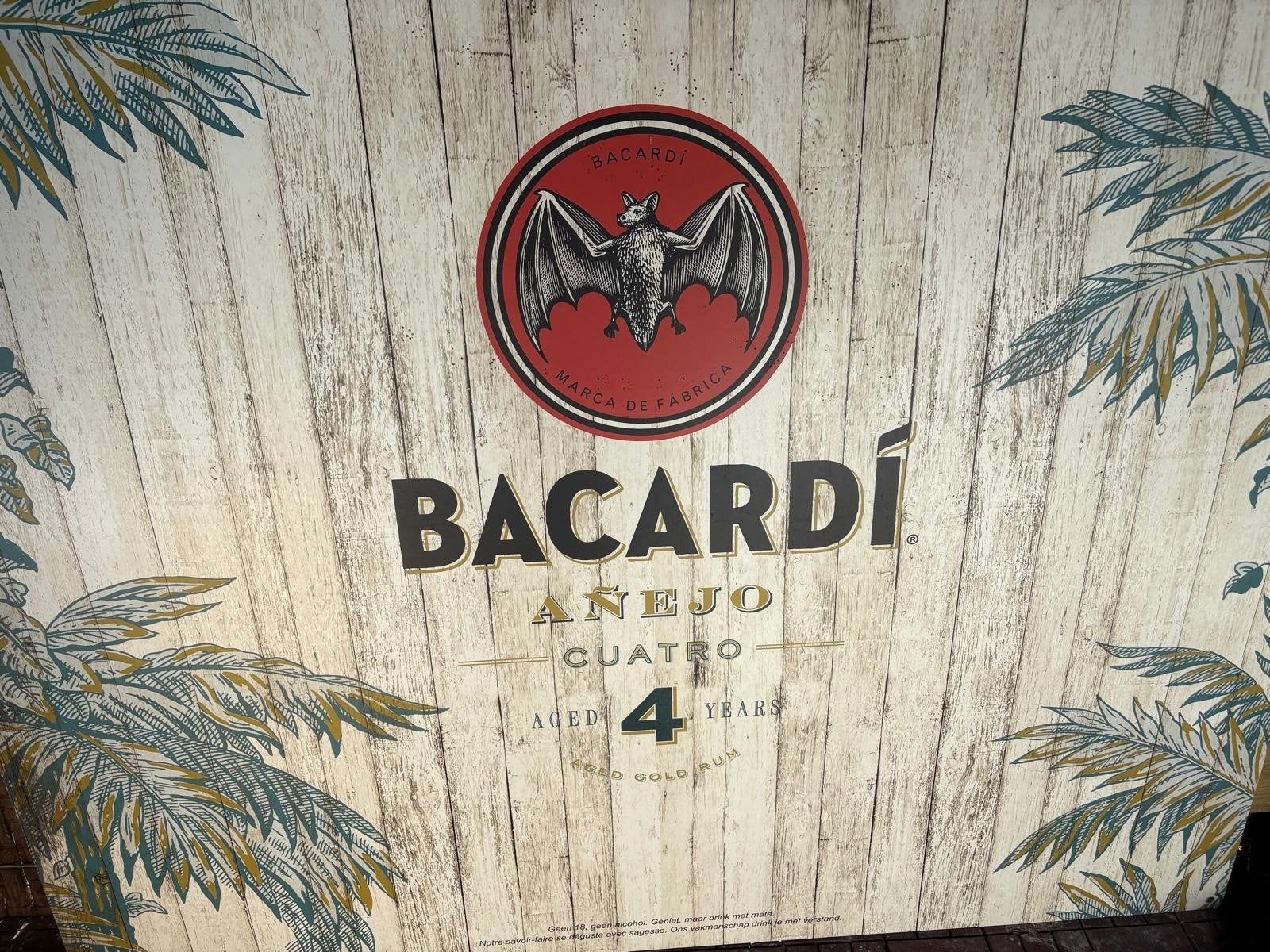 Origineel Bacardi Horeca Reclamebord - 172x130 cm, Verzamelen, Merken en Reclamevoorwerpen, Ophalen