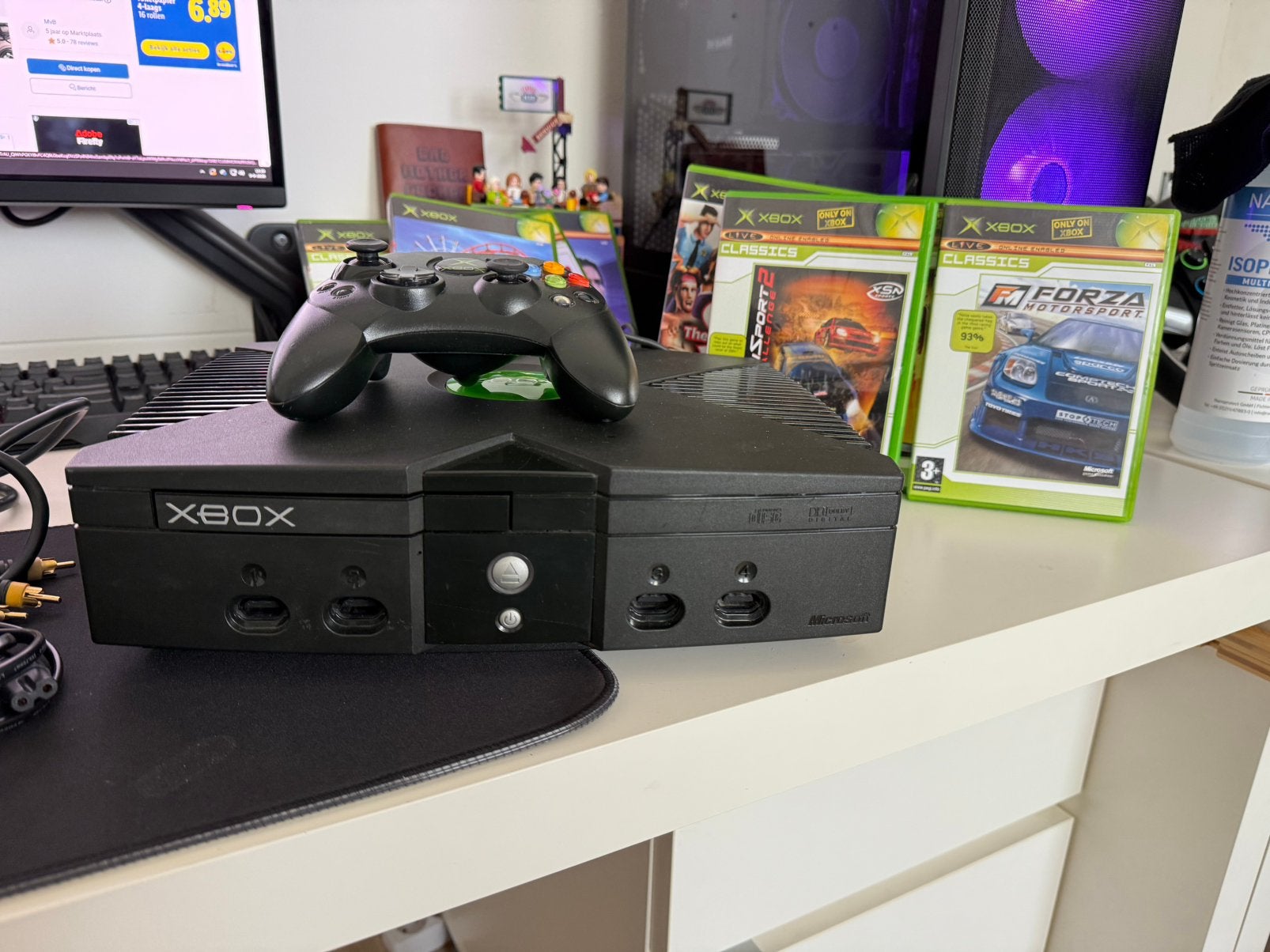 Complete Original Xbox set, Spelcomputers en Games, Ophalen of Verzenden, Gebruikt, Met 1 controller, Met games