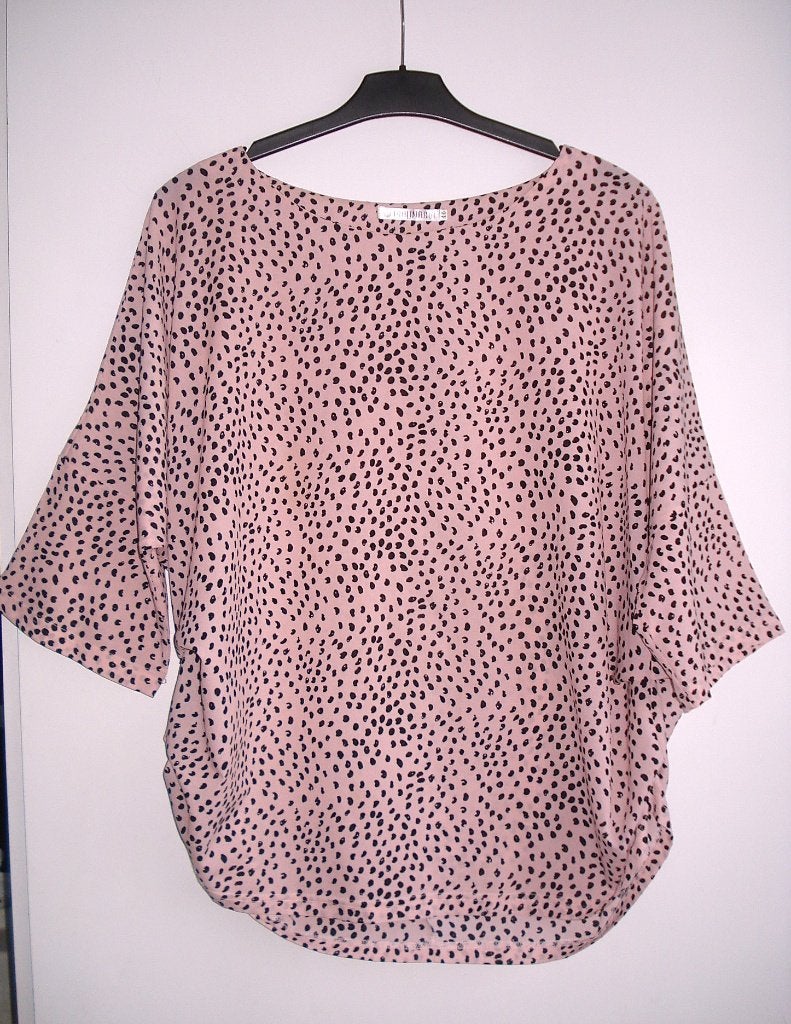 Malinardi top - maat 46 - roze met zwart, Kleding | Dames, Maat 46/48 (XL) of groter, Ophalen of Verzenden, Zo goed als nieuw