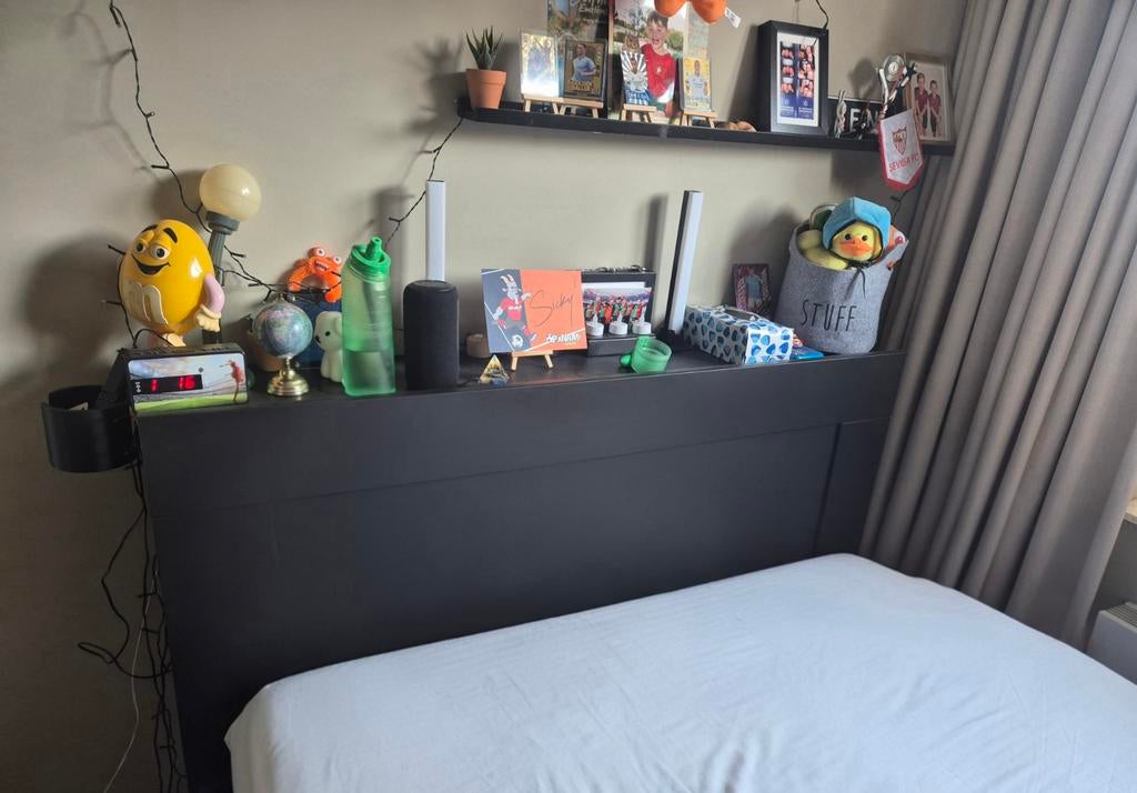 Zwart hoofdbord met opbergruimte, Huis en Inrichting, Ophalen, Gebruikt, Zwart, Twijfelaar