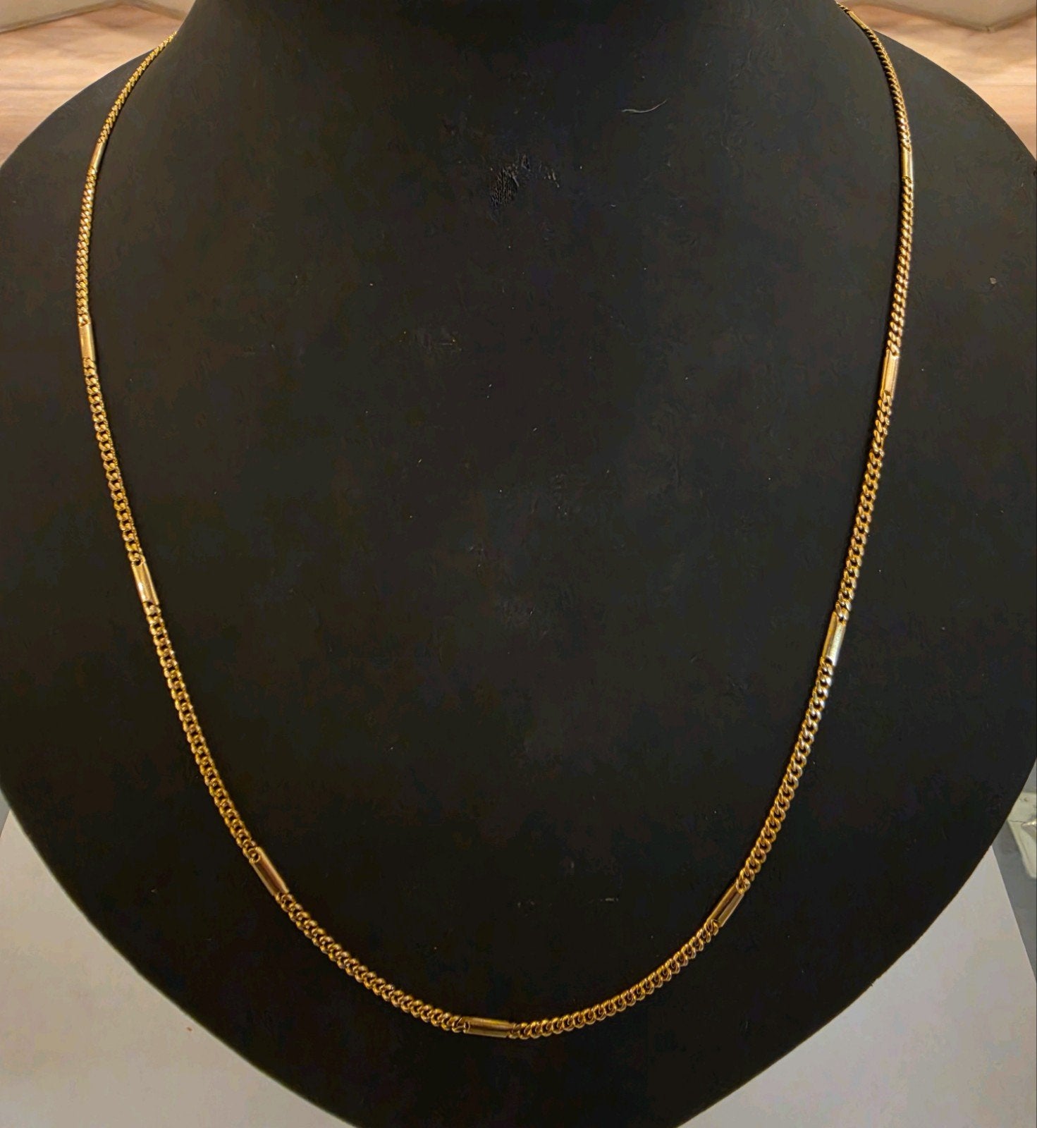14 karaats gouden gourmet schakel ketting met plaatjes 55 cm, Verstelbaar, Ophalen of Verzenden, Zo goed als nieuw, Goud