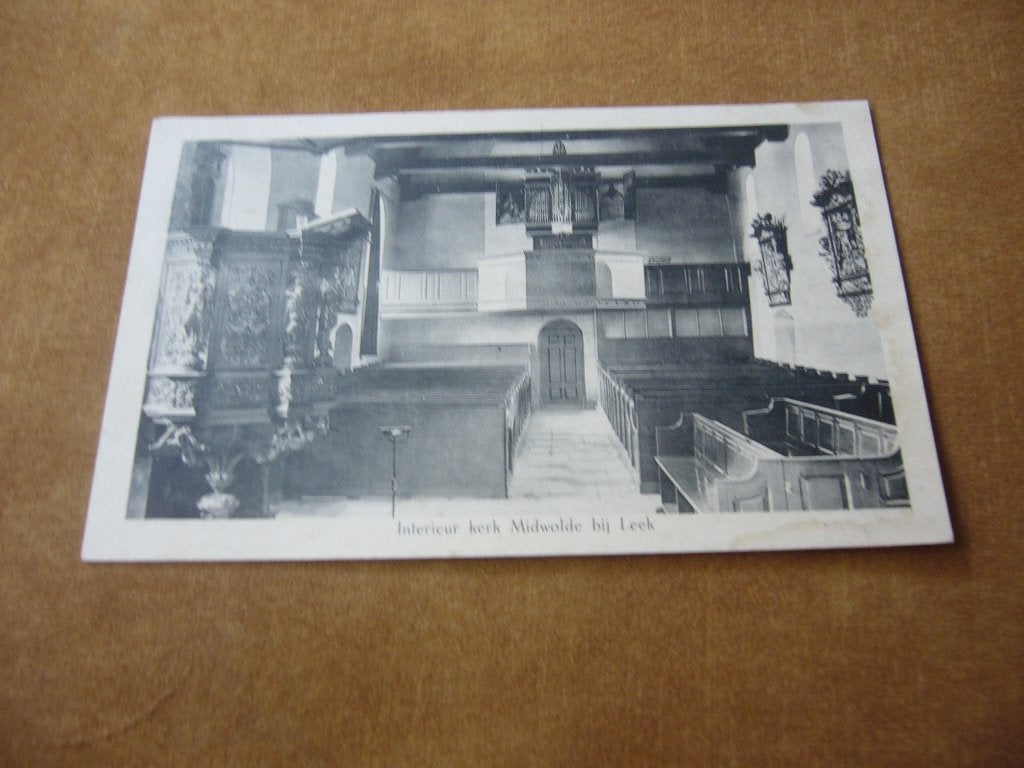 MIDWOLDE BIJ LEEK  =  INTERIEUR KERK, Verzenden, 1920 tot 1940, Ongelopen