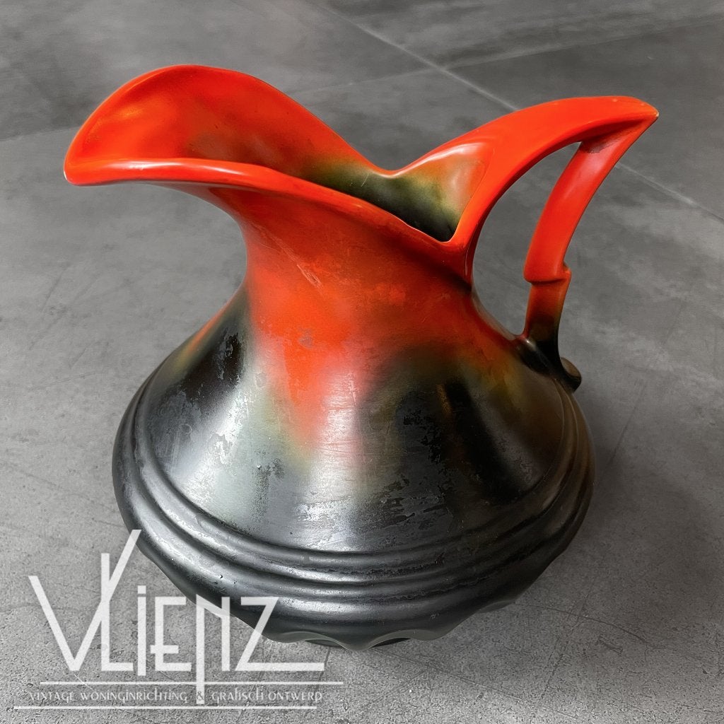 Vintage, Art Deco vaas Mosa Maastricht oranje brocante retro, Ophalen, Huis en Inrichting