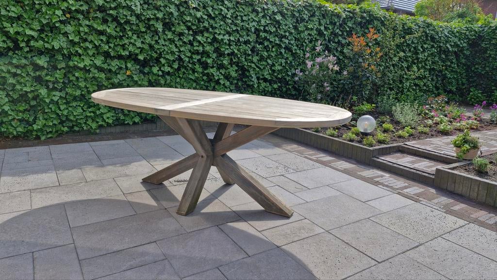 ROUGH-Y Teak Tuintafel 200cm, Tuin en Terras, Tuinsets en Loungesets, Ophalen, Zo goed als nieuw, Teakhout, Tuinset