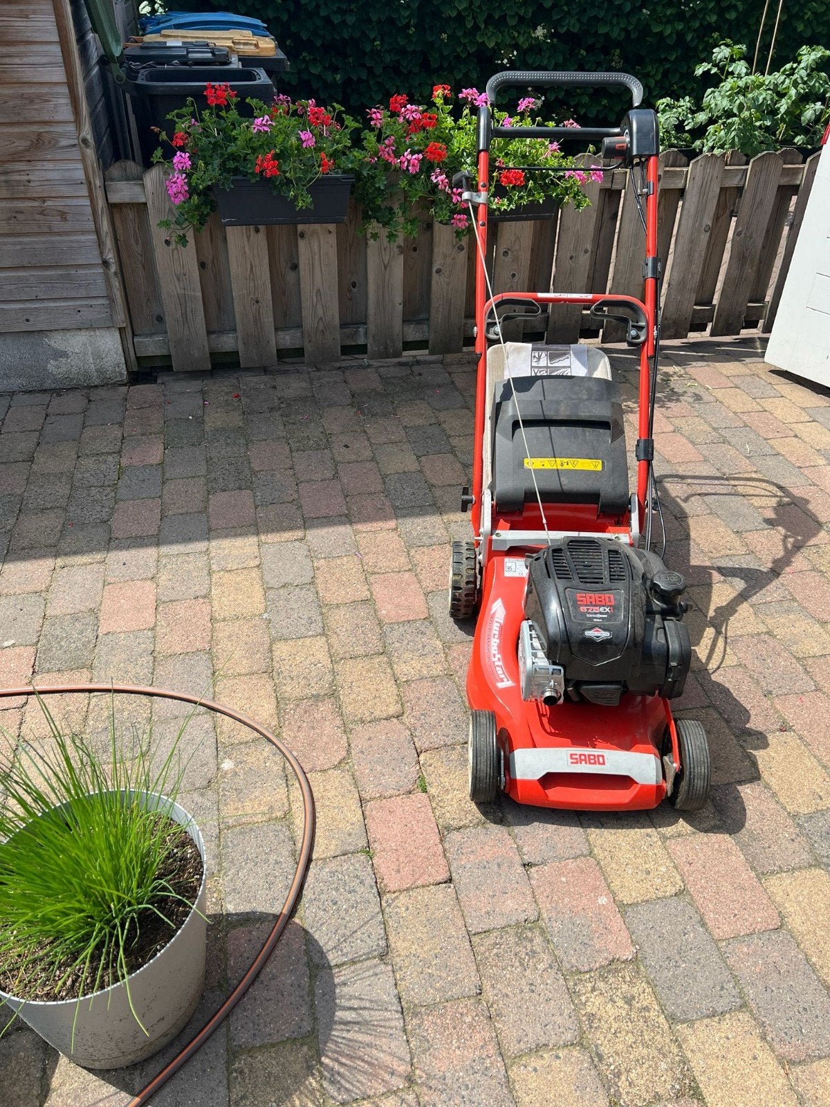Sabo 43-Vario Benzine Grasmaaier (bouwjaar 2020), Cirkelmaaier, Zo goed als nieuw, 40 t/m 49 cm, Ophalen