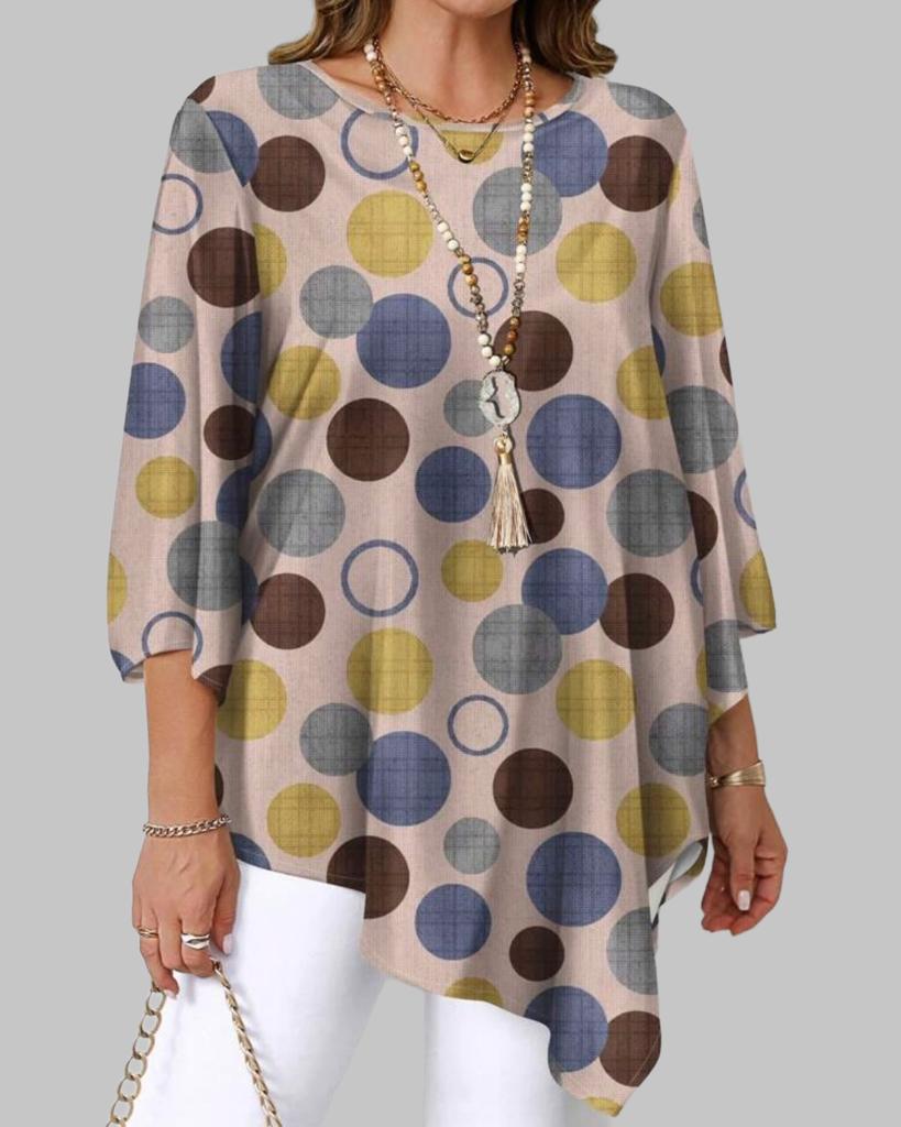 Dames Tuniek met Polka Dots en Lange Mouwen (44-52), Verzenden, Nieuw, Overige kleuren, Blouse of Tuniek